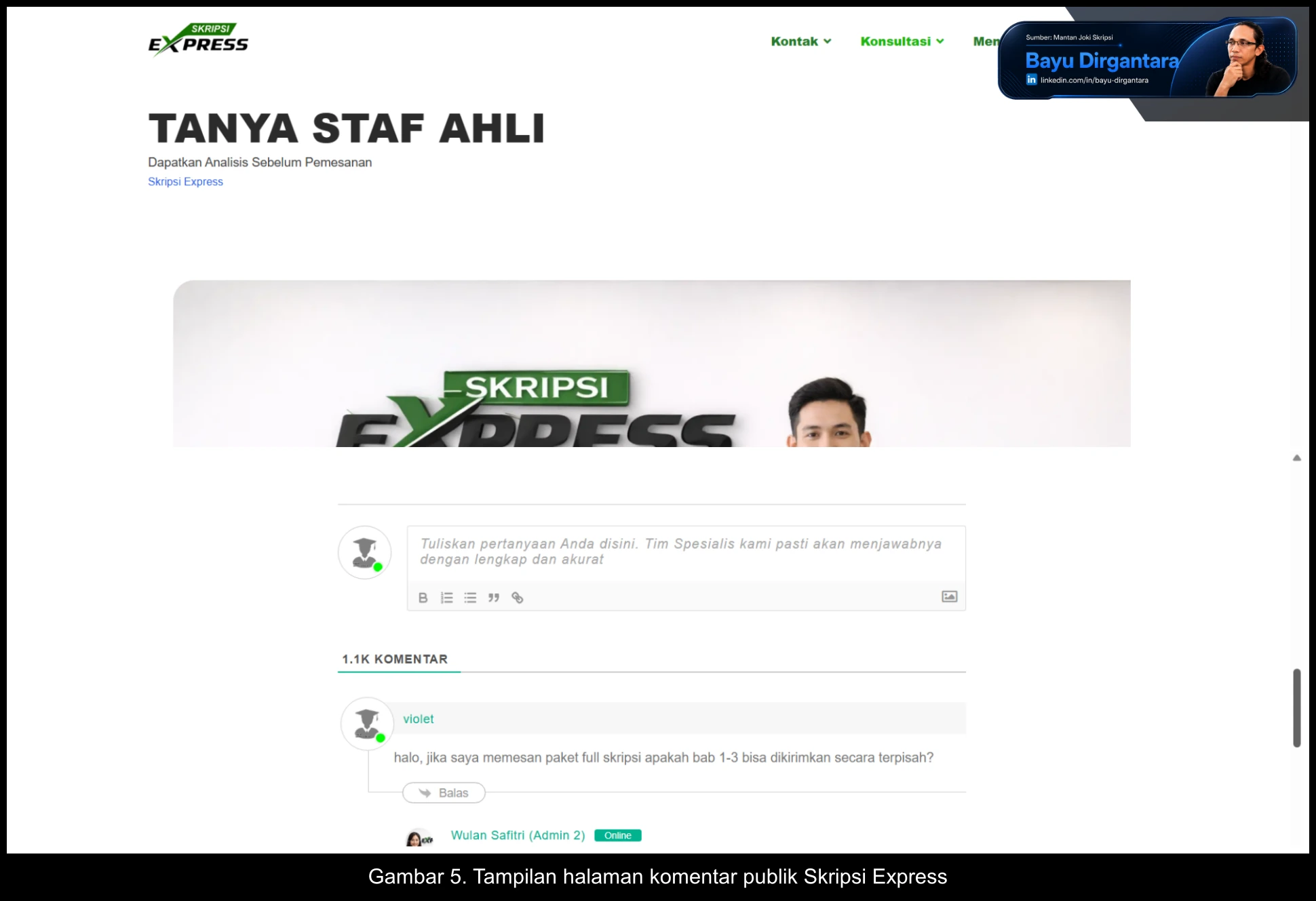 5. Tampilan halaman komentar publik Skripsi